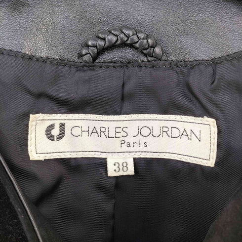 シャルルジョルダン CHARLES JOURDAN フロントデザイン スウェードノーカラーミドルコート レディース JPN:38