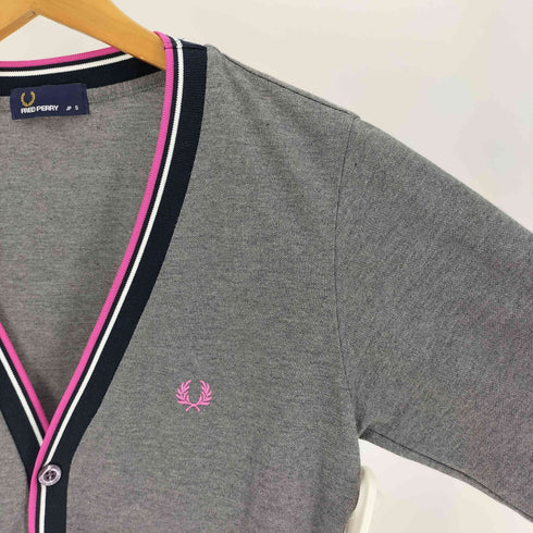 フレッドペリー FRED PERRY ロゴ 刺繍 ライン ライト カーディガン レディース JPN:S