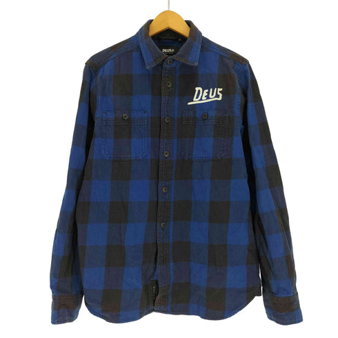 デウスエクスマキナ Deus Ex Machina Long Sleeve Service Check Shirt ロゴ 刺繍 バッファローチェック フラップポケット ネルシャツ メンズ JPN:L