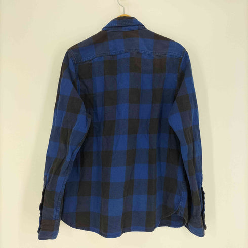 デウスエクスマキナ Deus Ex Machina Long Sleeve Service Check Shirt ロゴ 刺繍 バッファローチェック フラップポケット ネルシャツ メンズ JPN:L