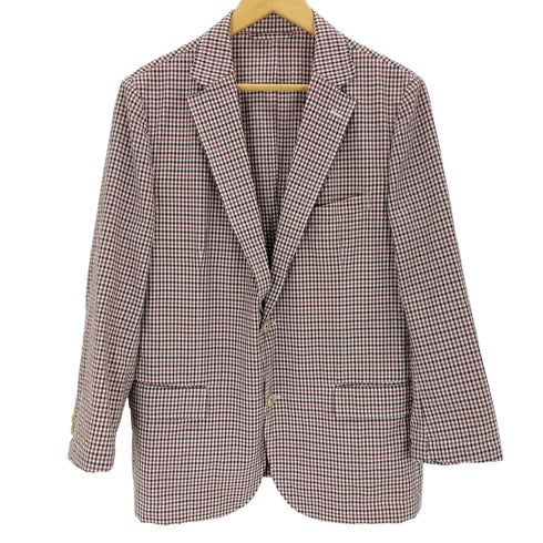 ザスコッチハウス The Scotch House リネン混 チェックテーラードジャケット メンズ import:L