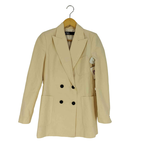 ザラ ZARA コットンリネン ダブル テーラードジャケット レディース import:XS