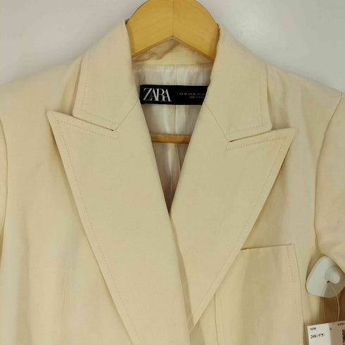 ザラ ZARA コットンリネン ダブル テーラードジャケット レディース import:XS