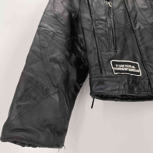 DIAMOND PLATE BUFFALO LEATHER ワッペン レザー シングル ライダース ジャケット メンズ import:M