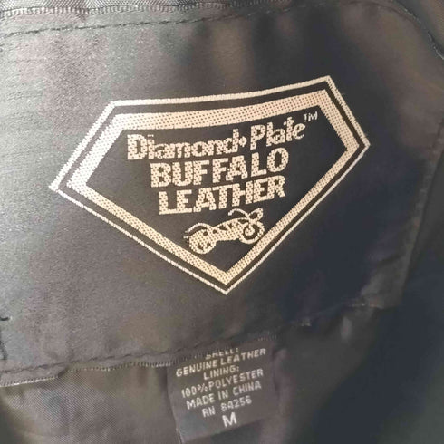 DIAMOND PLATE BUFFALO LEATHER ワッペン レザー シングル ライダース ジャケット メンズ import:M
