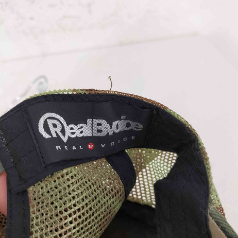 REALBVOICE ワッペン付き カモフラ メッシュ切替 6パネルキャップ Y2K メンズ