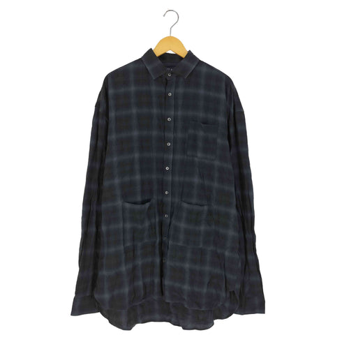 OUT AGE チェック柄 メッセージ ロングシャツ メンズ JPN:M