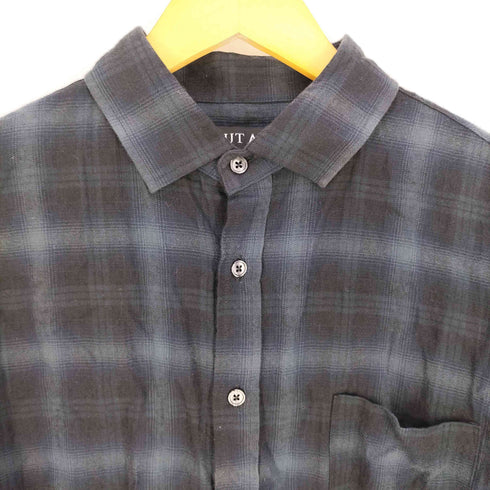 OUT AGE チェック柄 メッセージ ロングシャツ メンズ JPN:M