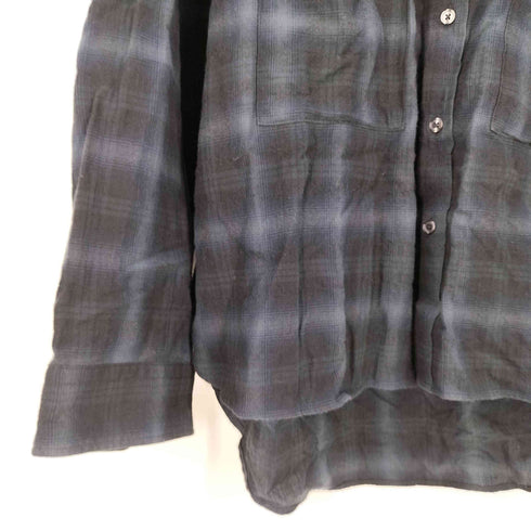 OUT AGE チェック柄 メッセージ ロングシャツ メンズ JPN:M
