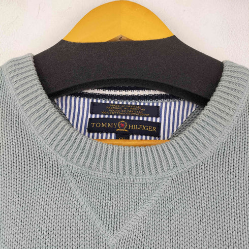 トミーヒルフィガー TOMMY HILFIGER 90s ワンポイント刺繍 コットンニット メンズ XXL
