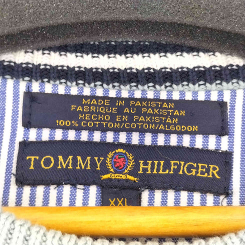 トミーヒルフィガー TOMMY HILFIGER 90s ワンポイント刺繍 コットンニット メンズ XXL