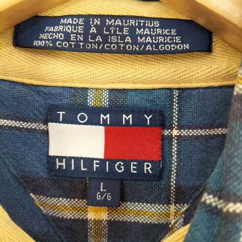 トミーヒルフィガー TOMMY HILFIGER モーリシャス製 両ポケ ロゴ刺繍 チェックBDシャツ メンズ JPN:L