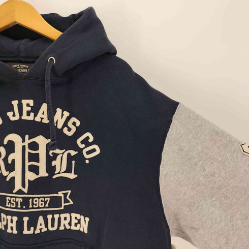 ポロジーンズカンパニーラルフローレン POLO JEANS COMPANY RALPH LAUREN カレッジ ワッペン 刺繍 No67 スリーブ リブ 切替 プルオーバー パーカー メンズ import:XL