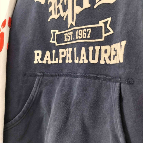 ポロジーンズカンパニーラルフローレン POLO JEANS COMPANY RALPH LAUREN カレッジ ワッペン 刺繍 No67 スリーブ リブ 切替 プルオーバー パーカー メンズ import:XL