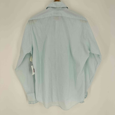 70S LION OF TROY USA製 ユニオンチケット プリント デカ襟 L/S フリル シャツ メンズ import:M