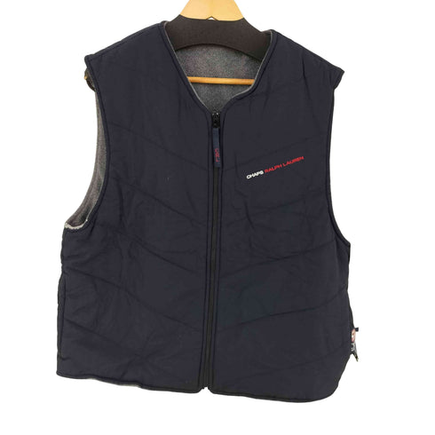 チャップスラルフローレン CHAPS RALPH LAUREN フロントロゴ刺繍 フリース リップストップナイロン リバーシブルベスト メンズ import:L