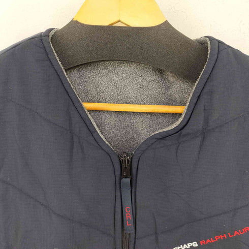 チャップスラルフローレン CHAPS RALPH LAUREN フロントロゴ刺繍 フリース リップストップナイロン リバーシブルベスト メンズ import:L