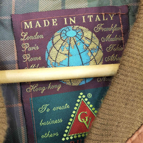 GRUPPO V MADE IN ITALY 裏地チェック ピーチスキン ボンバージャケット メンズ import:XL