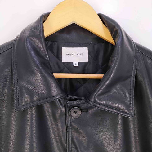 エマクローズ EMMA CLOTHES シンセティックレザー オーバーサイズカーコート メンズ JPN:L