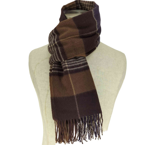 Johnstons Cashmere スコットランド製 タータンチェック フリンジ マフラー メンズ