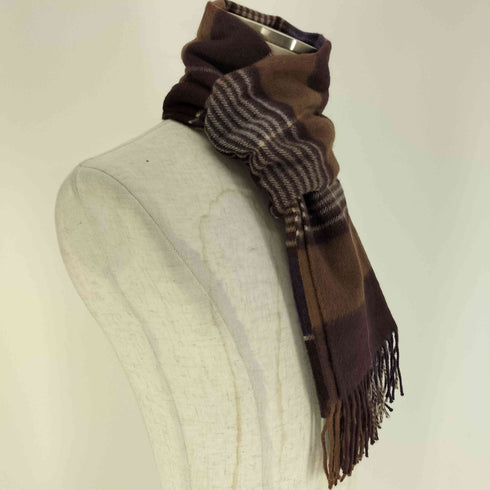 Johnstons Cashmere スコットランド製 タータンチェック フリンジ マフラー メンズ