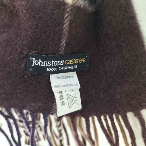 Johnstons Cashmere スコットランド製 タータンチェック フリンジ マフラー メンズ