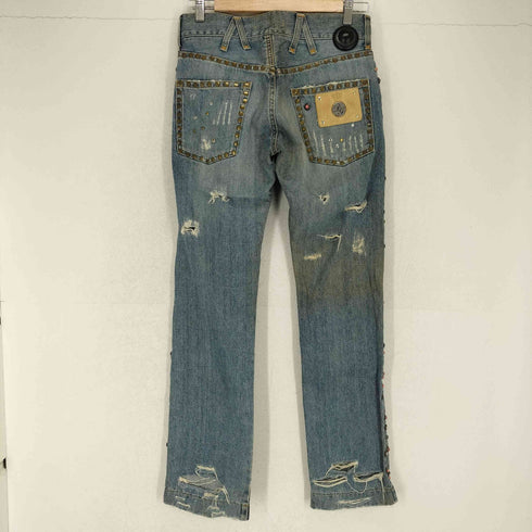 ドルチェアンドガッバーナ DOLCE&GABBANA 05AW スタッズデザインクラッシュデニムパンツ メンズ 44