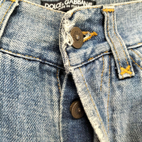 ドルチェアンドガッバーナ DOLCE&GABBANA 05AW スタッズデザインクラッシュデニムパンツ メンズ 44