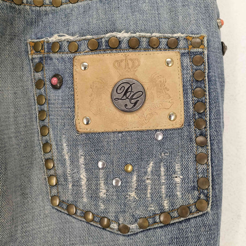 ドルチェアンドガッバーナ DOLCE&GABBANA 05AW スタッズデザインクラッシュデニムパンツ メンズ 44