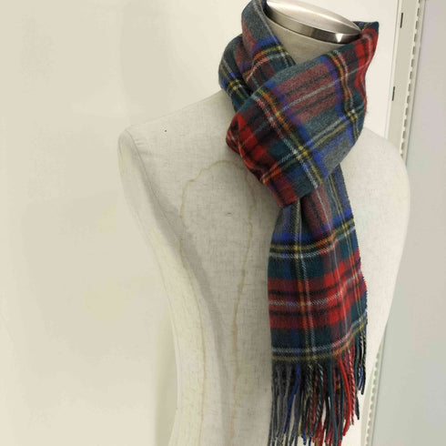 アクアスキュータム AQUASCUTUM カシミヤ タータンチェック フリンジ マフラー レディース
