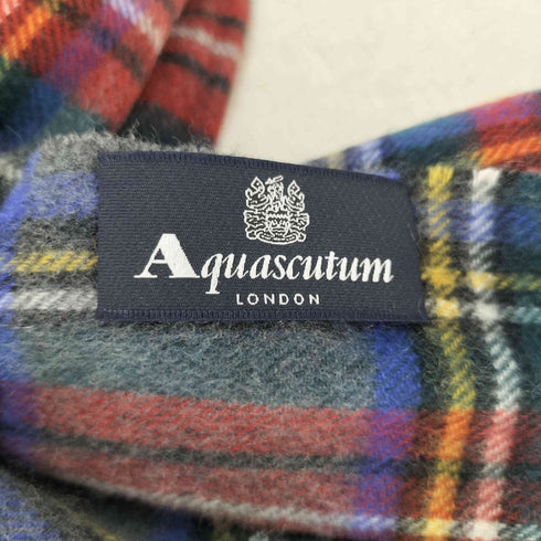 アクアスキュータム AQUASCUTUM カシミヤ タータンチェック フリンジ マフラー レディース