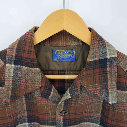 ペンドルトン PENDLETON 70S MADE IN USA オンブレ ウールオープンカラーシャツ ボードシャツ メンズ import:M
