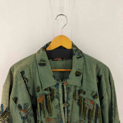TROPICAL MADE IN INDIA 象柄 チャイナボタンカバーオールジャケット メンズ PLUS