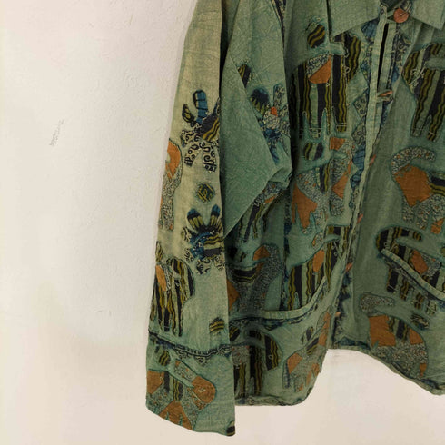 TROPICAL MADE IN INDIA 象柄 チャイナボタンカバーオールジャケット メンズ PLUS