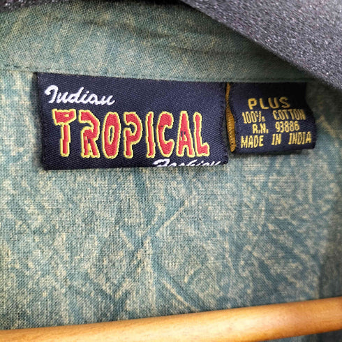 TROPICAL MADE IN INDIA 象柄 チャイナボタンカバーオールジャケット メンズ PLUS