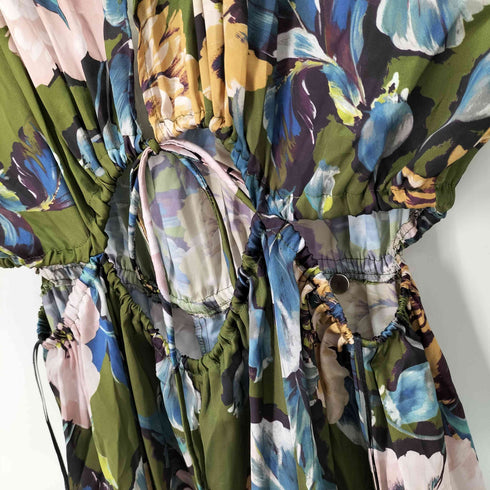 ザラ ZARA フロントオープン フラワーサロペット レディース S