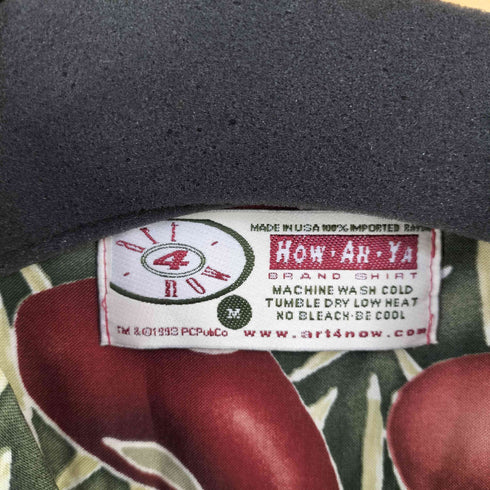 HOW AH YA MADE IN USA オールオーバープリント レーヨン100 オープンカラーシャツ 豆ボタン メンズ import:M