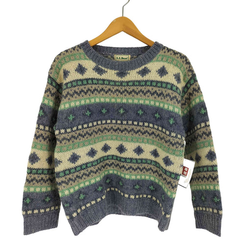 エルエルビーン L.L.Bean 70-80S 幾何学柄 アクリル コットン混 モヘヤ クロップド ニット メンズ import:S