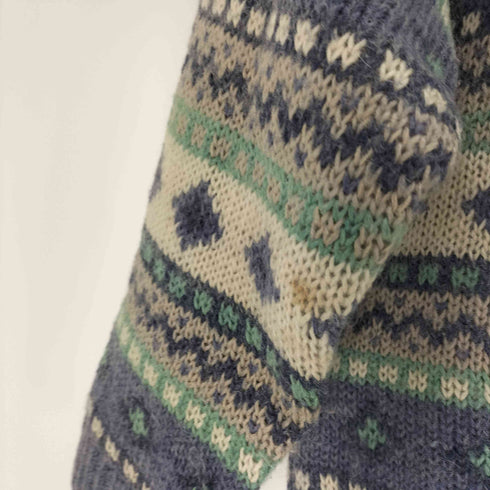 エルエルビーン L.L.Bean 70-80S 幾何学柄 アクリル コットン混 モヘヤ クロップド ニット メンズ import:S
