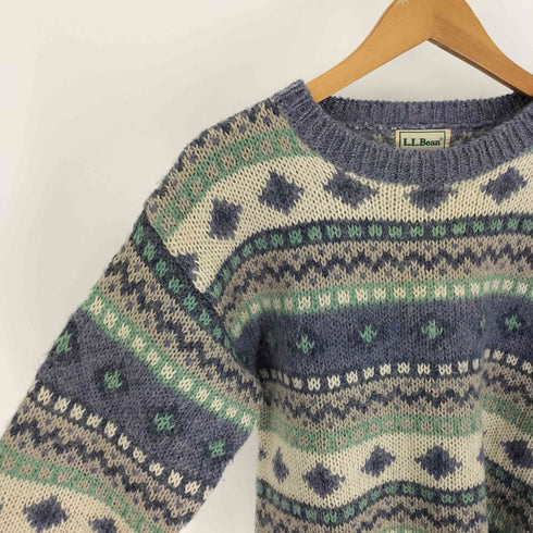 エルエルビーン L.L.Bean 70-80S 幾何学柄 アクリル コットン混 モヘヤ クロップド ニット メンズ import:S