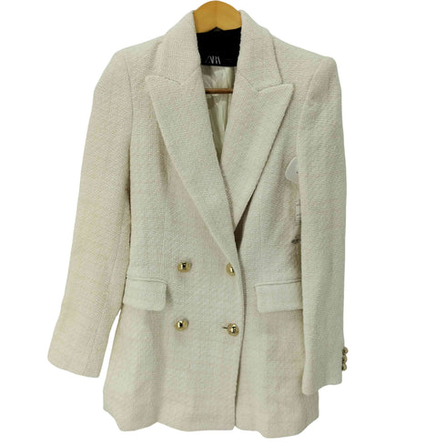 ザラ ZARA 金釦 ダブルテーラードツイードジャケット レディース import:XS