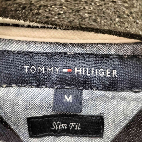 トミーヒルフィガー TOMMY HILFIGER ワンポイントパッチ ボーダーポロシャツ メンズ M