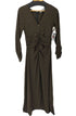 ザラ ZARA Midi Khaki black check print dress チェック柄プリントドレス レディース import:S