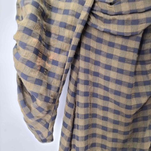 ザラ ZARA Midi Khaki black check print dress チェック柄プリントドレス レディース import:S