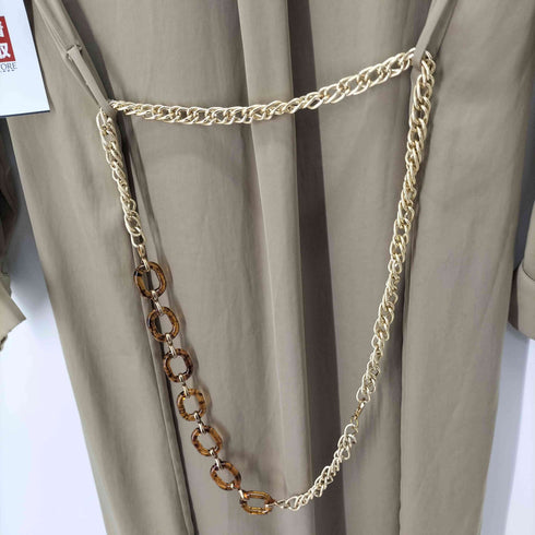 ザラ ZARA チェーンベルト サテンシャツワンピース レディース import:XS