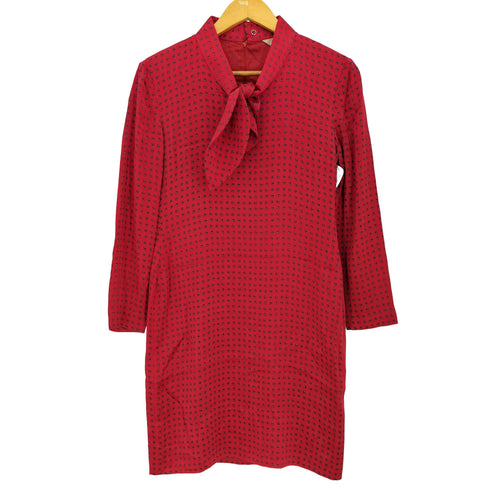 ピエールカルダン pierre cardin シルク100 総柄 ボウタイワンピース レディース 7