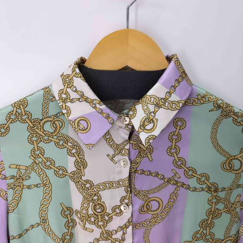 リナシメント rinascimento チェーンプリント ロングシャツワンピース レディース S