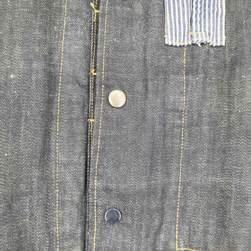 エターナル ETERNAL ヒッコリー ストライプ パッチワーク デニム カバーオール メンズ 40