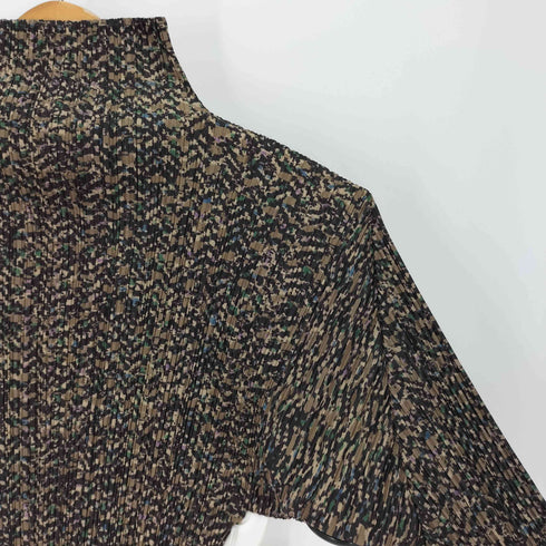 プリーツプリーズイッセイミヤケ PLEATS PLEASE ISSEY MIYAKE 90S 97AW プリーツ 総柄 プリント マルチカラー ボトルネック ポリエステル カットソー レディース JPN:3