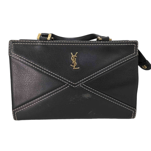 イヴサンローラン Yves Saint Laurent YSLロゴ ステッチデザイン レザーハンドバッグ レディース